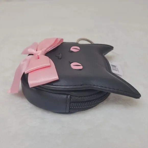BBW Black Cat with Pink Bow Coin Purse Wallet Key Ring Zip Top New Out of Stock - Picture 7 of 8